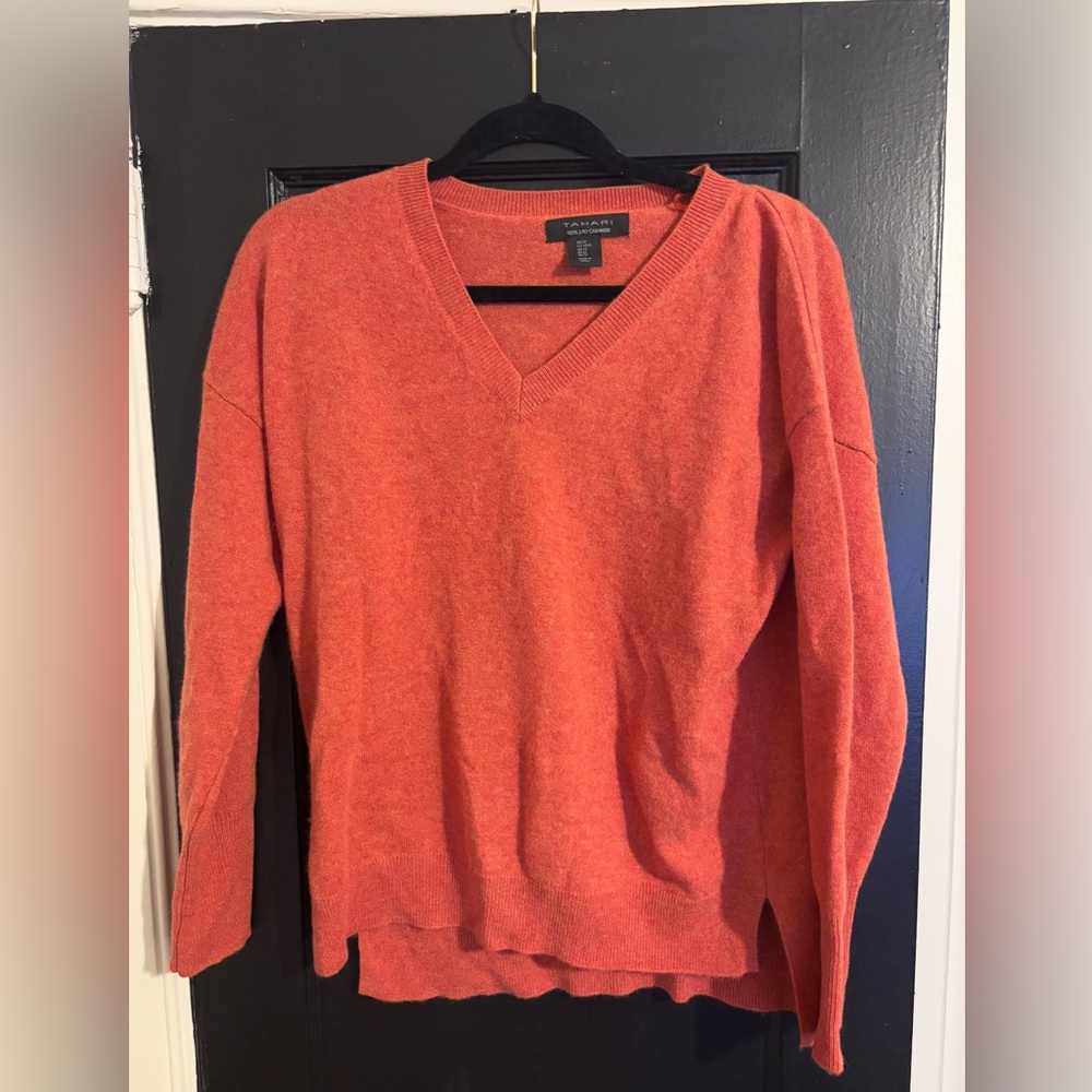 Tahari Medium Orange Cashmere Sweater
